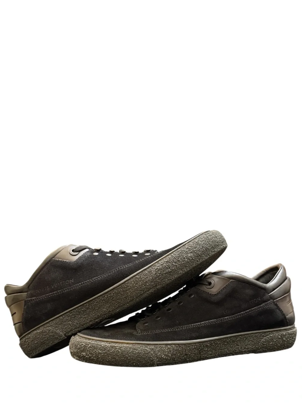 LOUIS VUITTON - BLACK SUEDE LEATHER  “RUGGED” LOW TOP SNEAKERS